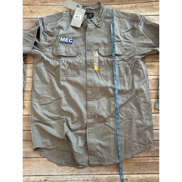 NWT CARHARTT FRS160 Flame Resistant Twill Shirt Men Large gray Workwear MEC - Picture 9 of 10